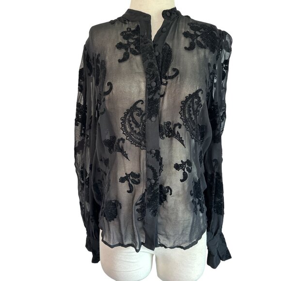 Hemant & Nandita Womens Shirt With Cami in Black Small New Button Down Blouse - Picture 5 of 16